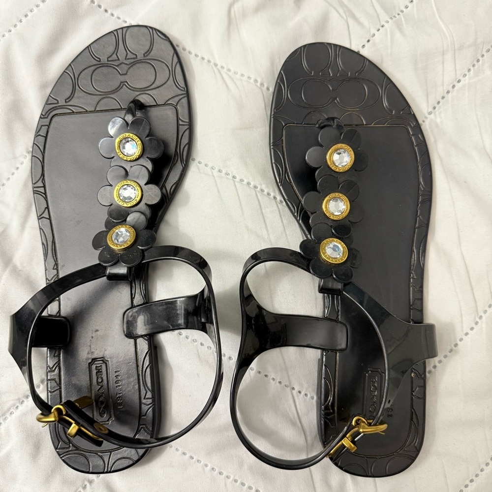 Coach Black Jelly Flower Sandals – Paisley Style